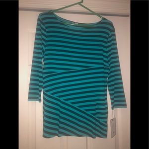 Dana Buchman 3/4 Sleeve Striped Shirt
